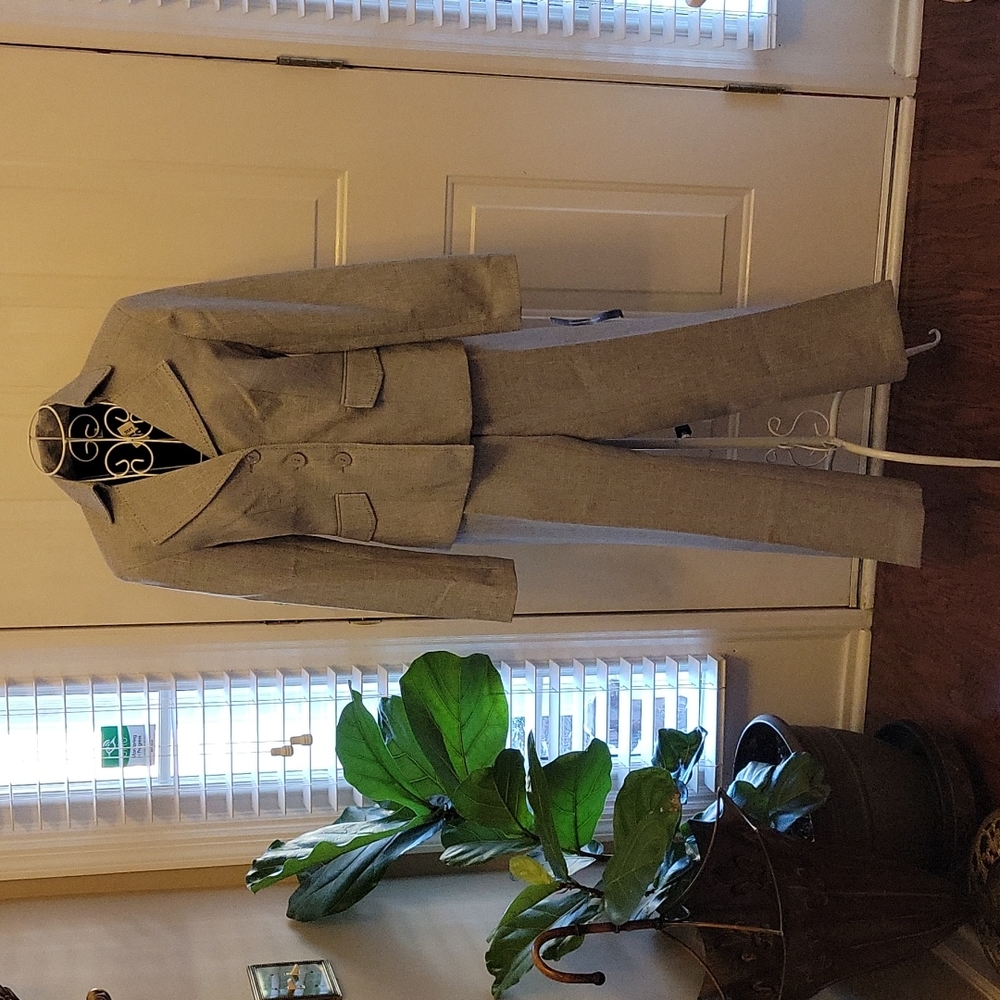 Giorgio Sant'Angelo black white tweed pantsuit fully lined jacket pants 6P New…